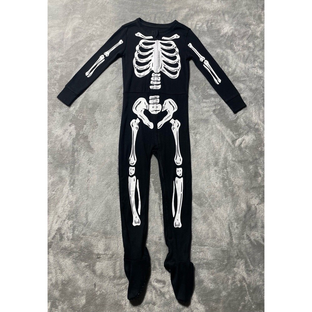 Old Navy Skeleton Pajamas Kids Size 3T Black Good Glow in the Dark One Piece